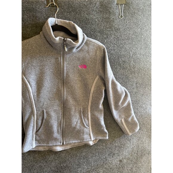 The North Face Girls Full-Zip Gray Fleece Jacket With Pink Logo M - Picture 7 of 10